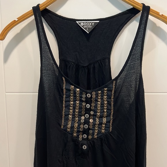 ROXY black beaded tank top size small - Picture 3 of 9